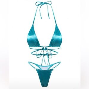 Teal Halter Bikini Set